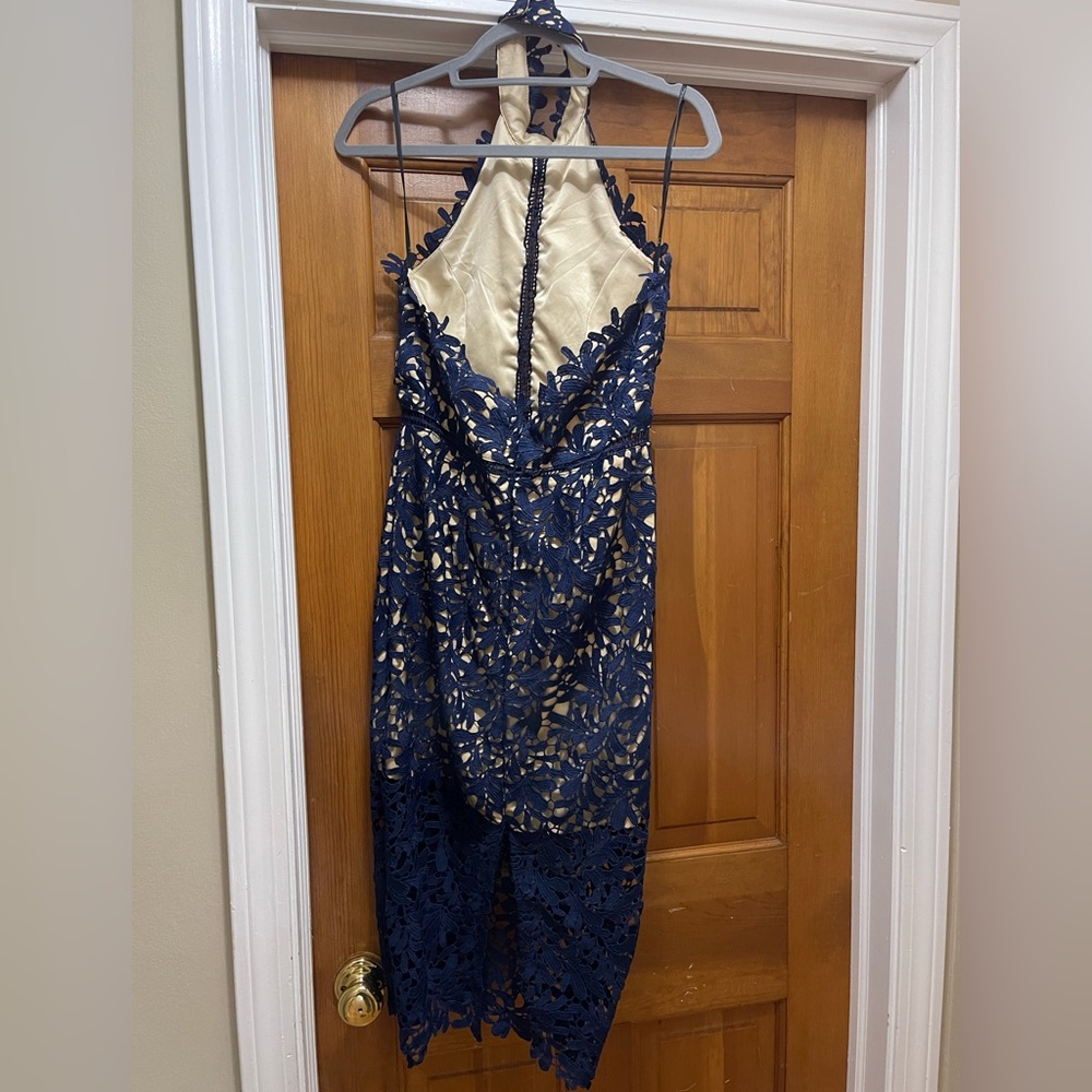Lulus Devine Destiny Navy Blue MIDI dress